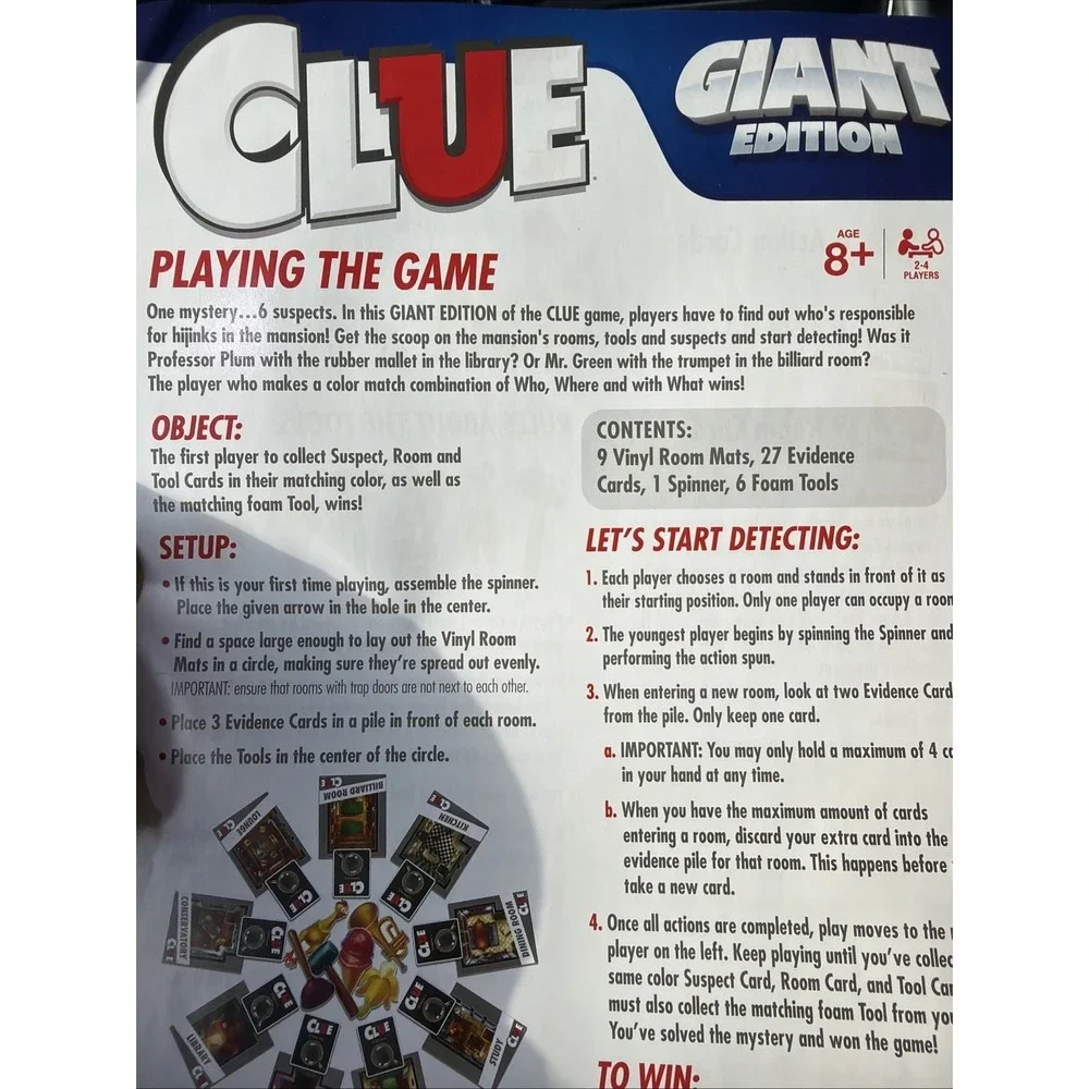 Clue Giant Edition Board Game Indoor Outdoor Mystery Game Spin Master 6062876r